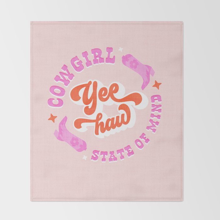 Yee Haw Cowgirl State of Mind Throw Blanket Gallery Image 2