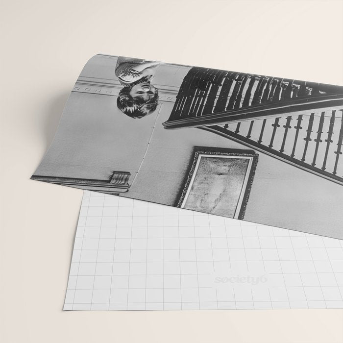 Girl Walking Baby Alligator, Black and White, Vintage Art Wrapping Paper Gallery Image 2
