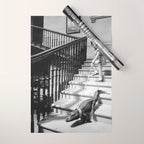 Girl Walking Baby Alligator, Black and White, Vintage Art Wrapping Paper Gallery Image 1