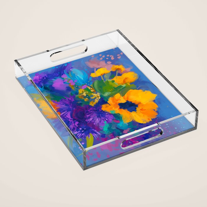 Bouquet In Blue Acrylic Tray Gallery Image 1