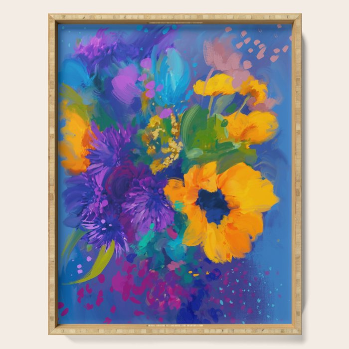 Bouquet In Blue Serving Tray Gallery Image 1