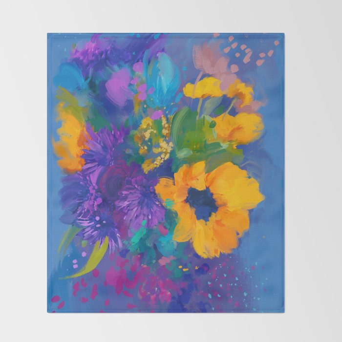 Bouquet In Blue Throw Blanket Gallery Image 2