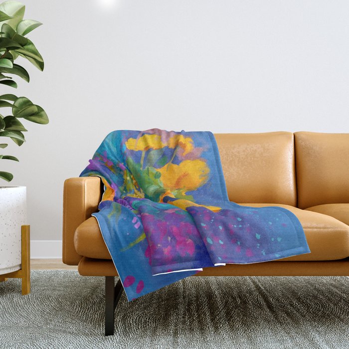 Bouquet In Blue Throw Blanket Gallery Image 1