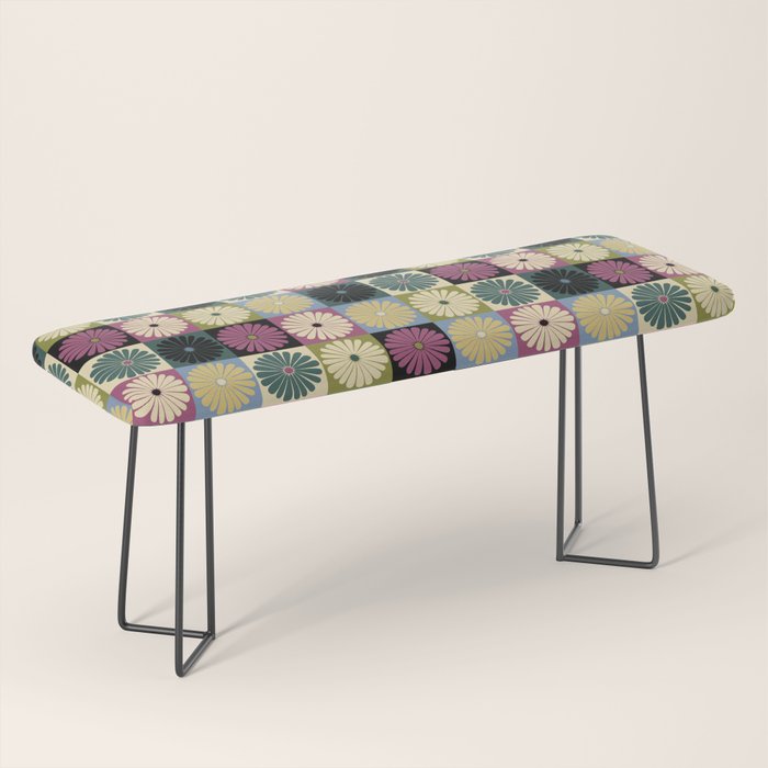 Retro Flowers Check Pattern I Bench Gallery Image 1
