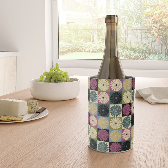 Retro Flowers Check Pattern I Wine Chiller Gallery Image 4