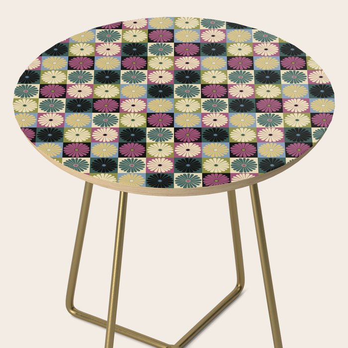 Retro Flowers Check Pattern I Side Table Gallery Image 2