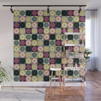 Retro Flowers Check Pattern I Wall Mural Gallery Image 1