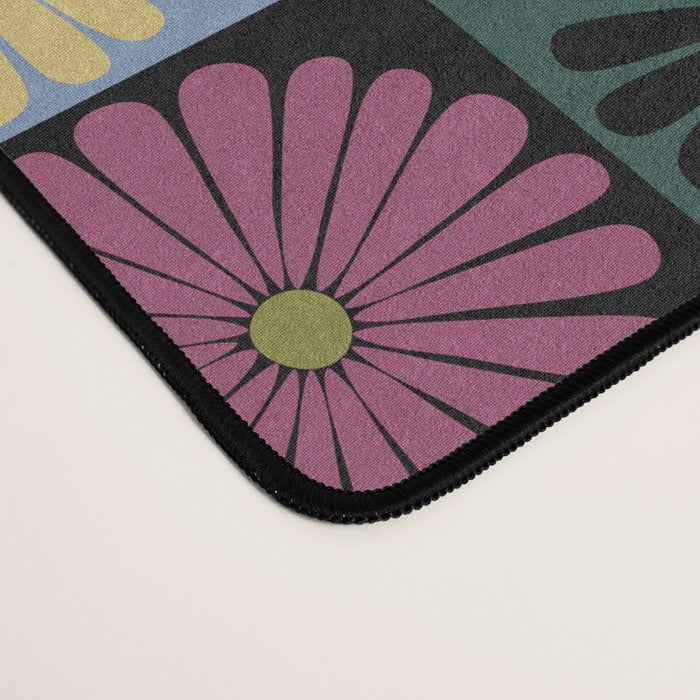 Retro Flowers Check Pattern I Desk Mat Gallery Image 4