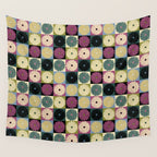 Retro Flowers Check Pattern I Wall Tapestry Gallery Image 4
