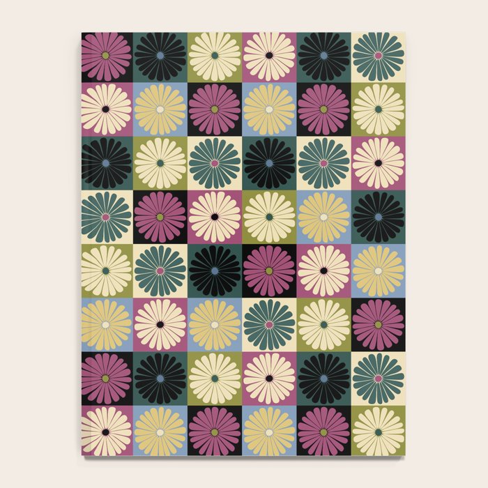 Retro Flowers Check Pattern I Notebook Gallery Image 4