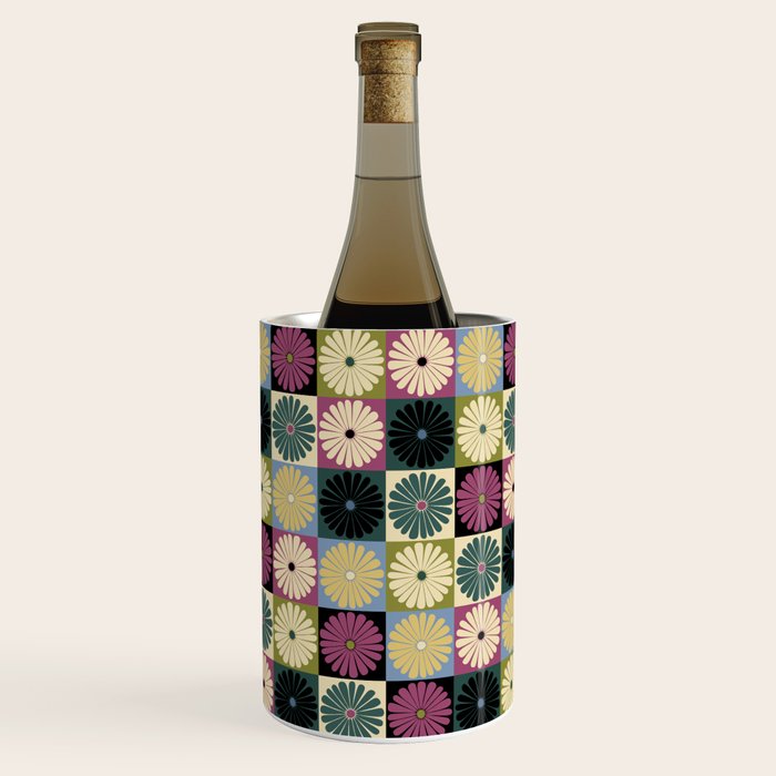 Retro Flowers Check Pattern I Wine Chiller Gallery Image 1