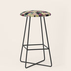 Retro Flowers Check Pattern I Stool Gallery Image 1