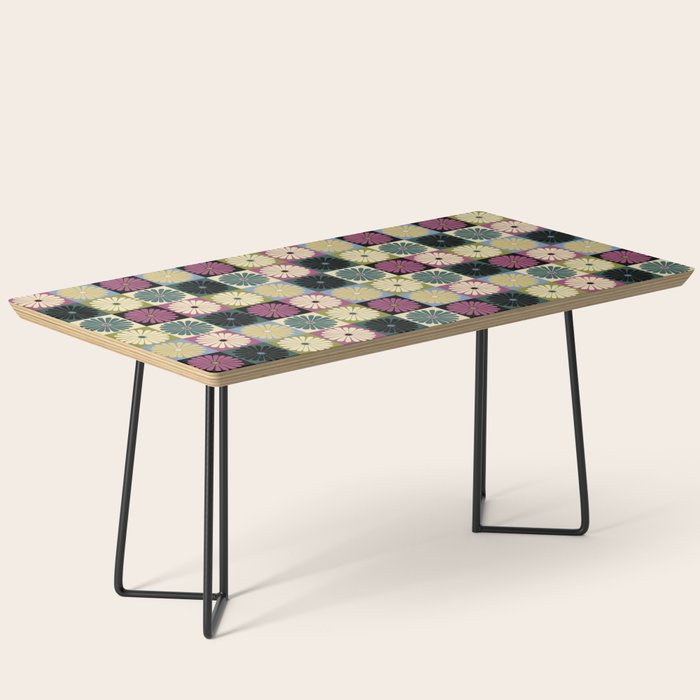 Retro Flowers Check Pattern I Coffee Table Gallery Image 1
