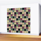 Retro Flowers Check Pattern I Wall Mural Gallery Image 2