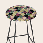 Retro Flowers Check Pattern I Stool Gallery Image 2