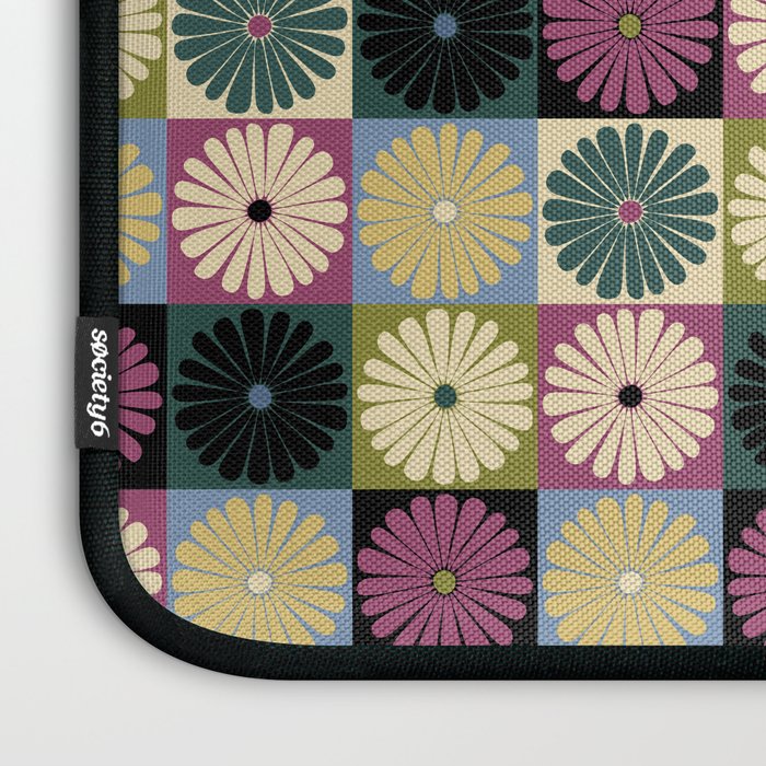 Retro Flowers Check Pattern I Laptop Sleeve Gallery Image 3