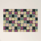 Retro Flowers Check Pattern I Welcome Mat Gallery Image 1