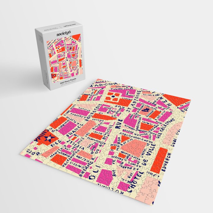 paris map pink Jigsaw Puzzle Gallery Image 2