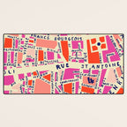 paris map pink Desk Mat Gallery Image 3