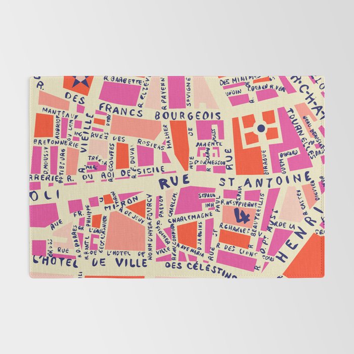 paris map pink Rug Gallery Image 2