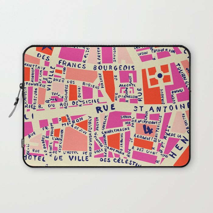 paris map pink Laptop Sleeve Gallery Image 1