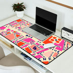 paris map pink Desk Mat Gallery Image 2