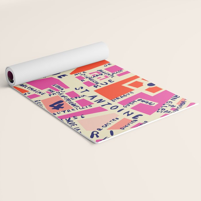 paris map pink Yoga Mat Gallery Image 2