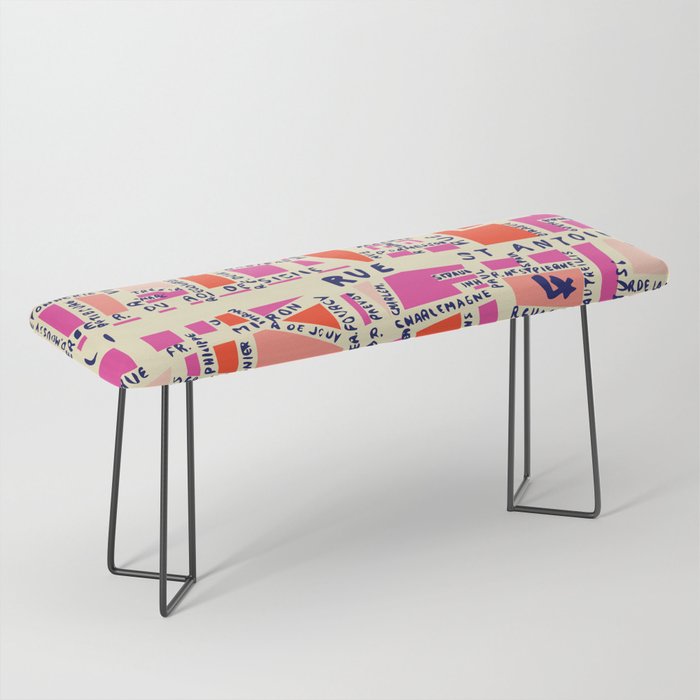 paris map pink Bench Gallery Image 1