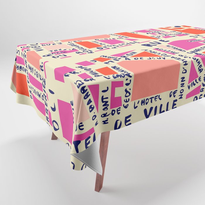 paris map pink Tablecloth Gallery Image 1