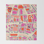 paris map pink Throw Blanket Gallery Image 2