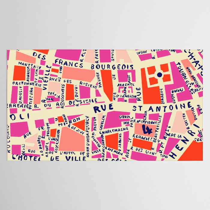 paris map pink Tablecloth Gallery Image 2