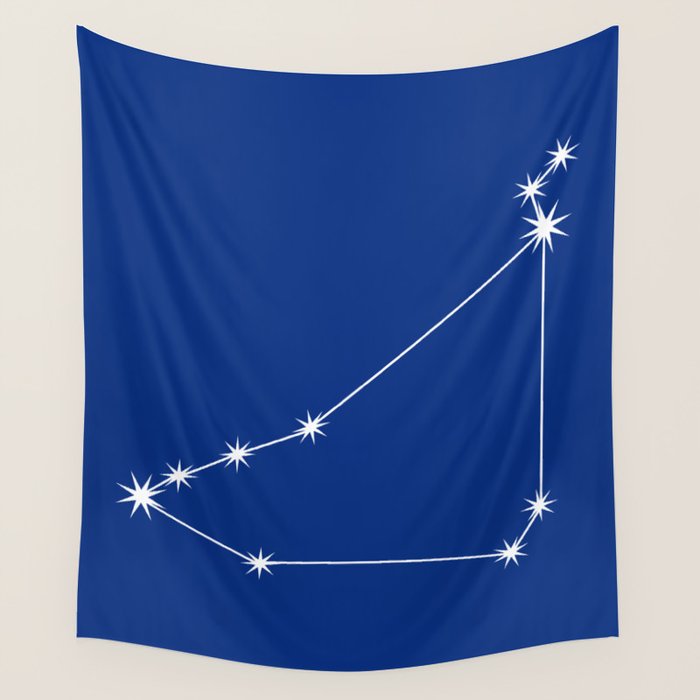 Capricorn Zodiac Star Constellation Line Art Dark Blue Wall Tapestry Gallery Image 4