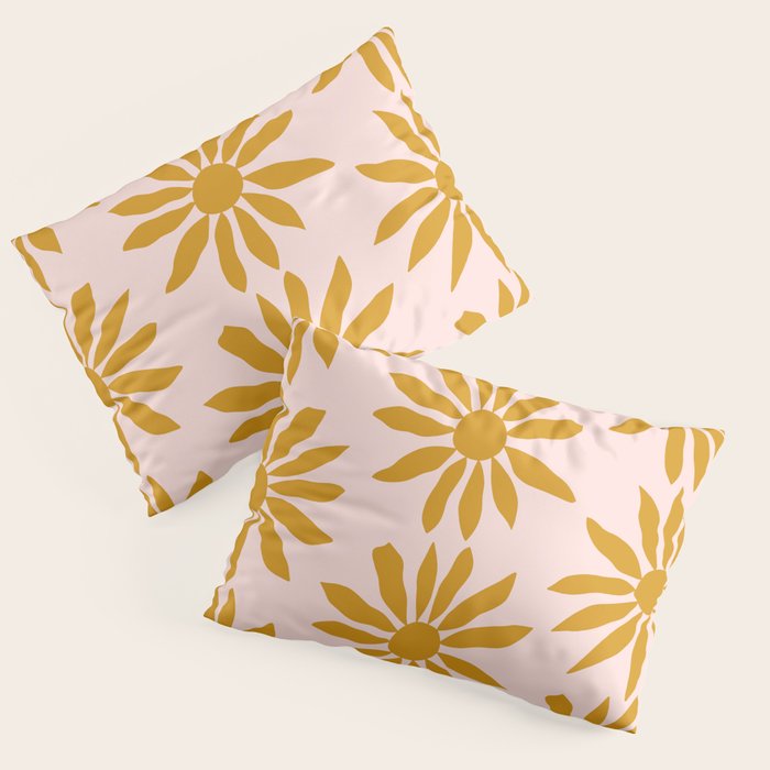 Gold Flowers on Pink Background - Pattern Pillow Sham Gallery Image 3