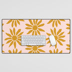 Gold Flowers on Pink Background - Pattern Desk Mat Gallery Image 1