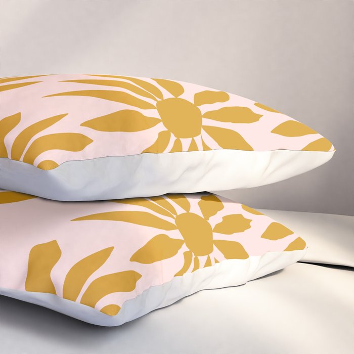 Gold Flowers on Pink Background - Pattern Pillow Sham Gallery Image 3