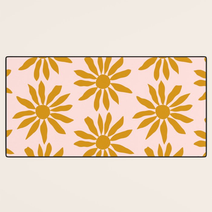 Gold Flowers on Pink Background - Pattern Desk Mat Gallery Image 3