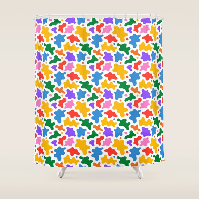 Abstract colorful art splash shape pattern Shower Curtain Gallery Image 1