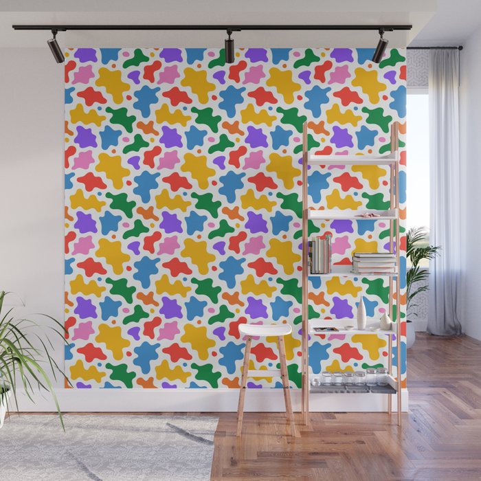 Abstract colorful art splash shape pattern Wall Mural Gallery Image 1