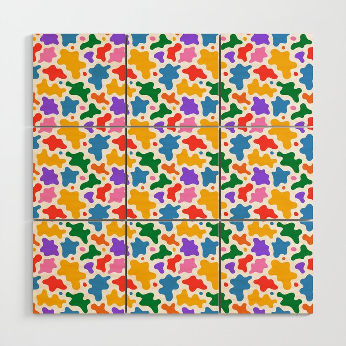 Abstract colorful art splash shape pattern Wood Wall Art Gallery Image 1
