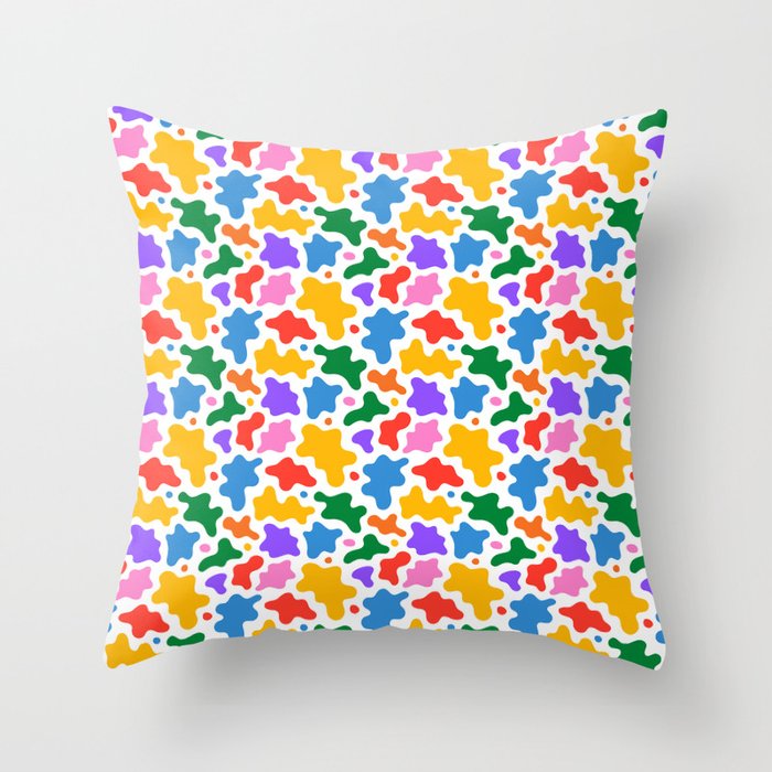Abstract colorful art splash shape pattern Throw Pillow Gallery Image 1