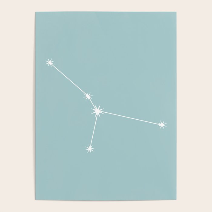 Cancer Zodiac Star Constellation Line Art Pastel Teal Poster Gallery Image 1