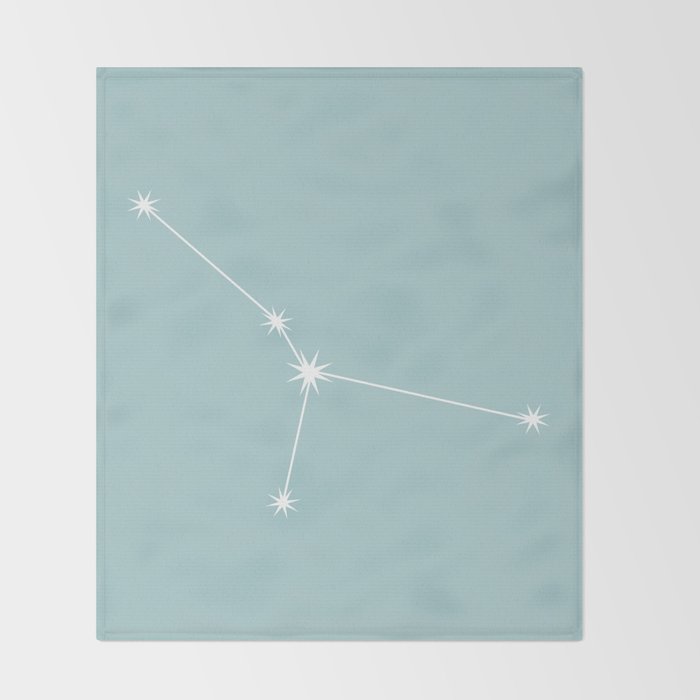 Cancer Zodiac Star Constellation Line Art Pastel Teal Throw Blanket Gallery Image 2