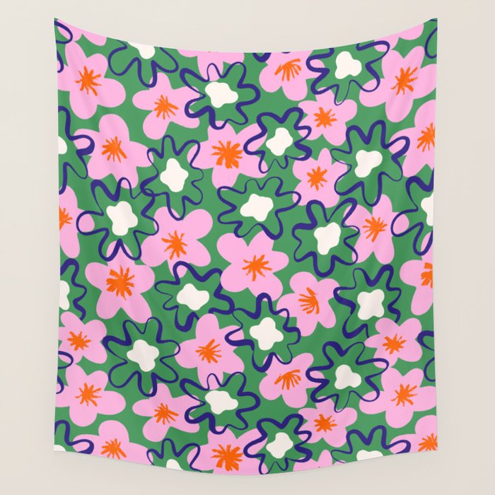 Bright Floral Wall Tapestry