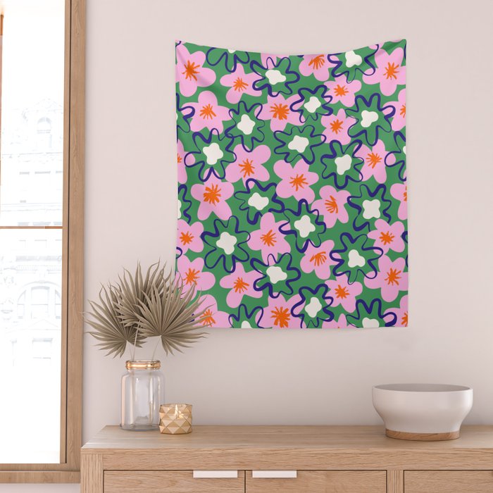 Bright Floral Wall Tapestry Gallery Image 2
