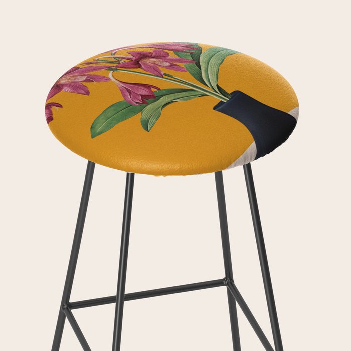 Flowers in Black Vase 2 Stool Gallery Image 2