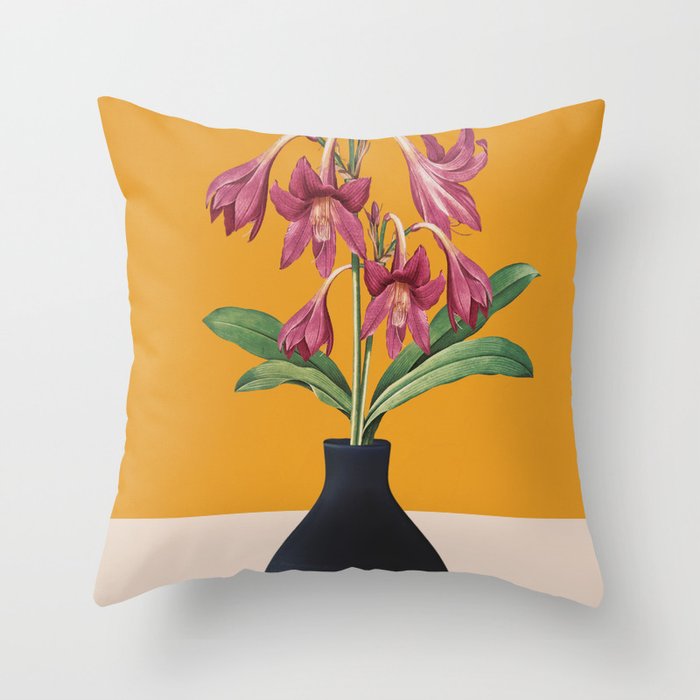 Flowers in Black Vase 2 Throw Pillow Gallery Image 1