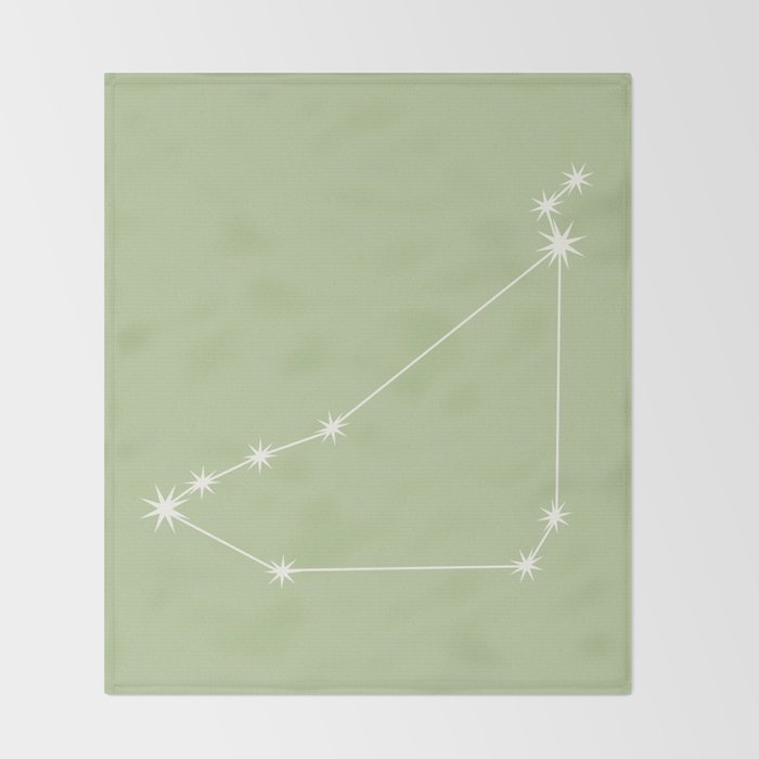 Capricorn Zodiac Star Constellation Line Art Soft Green Throw Blanket Gallery Image 2