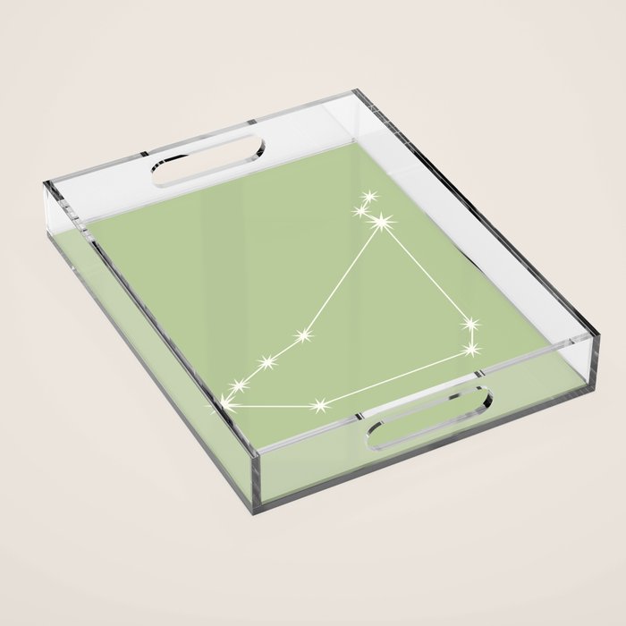 Capricorn Zodiac Star Constellation Line Art Soft Green Acrylic Tray Gallery Image 1