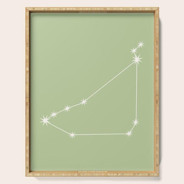 Capricorn Zodiac Star Constellation Line Art Soft Green Serving Tray Gallery Image 1