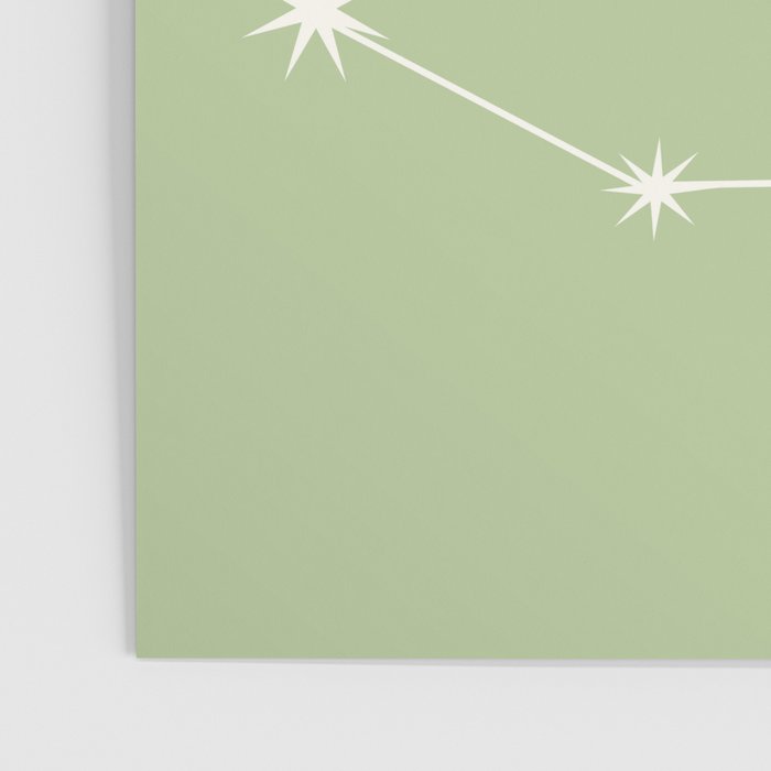 Capricorn Zodiac Star Constellation Line Art Soft Green Poster Gallery Image 3